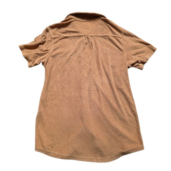 Dandy Del Mar Men's Size Medium Orange Floral Terry Button Down Shirt FLAWS - Picture 6 of 7